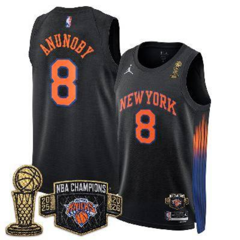 men New York Knicks #8 Anunoby black 2026 Nike NBA jersey 0627001